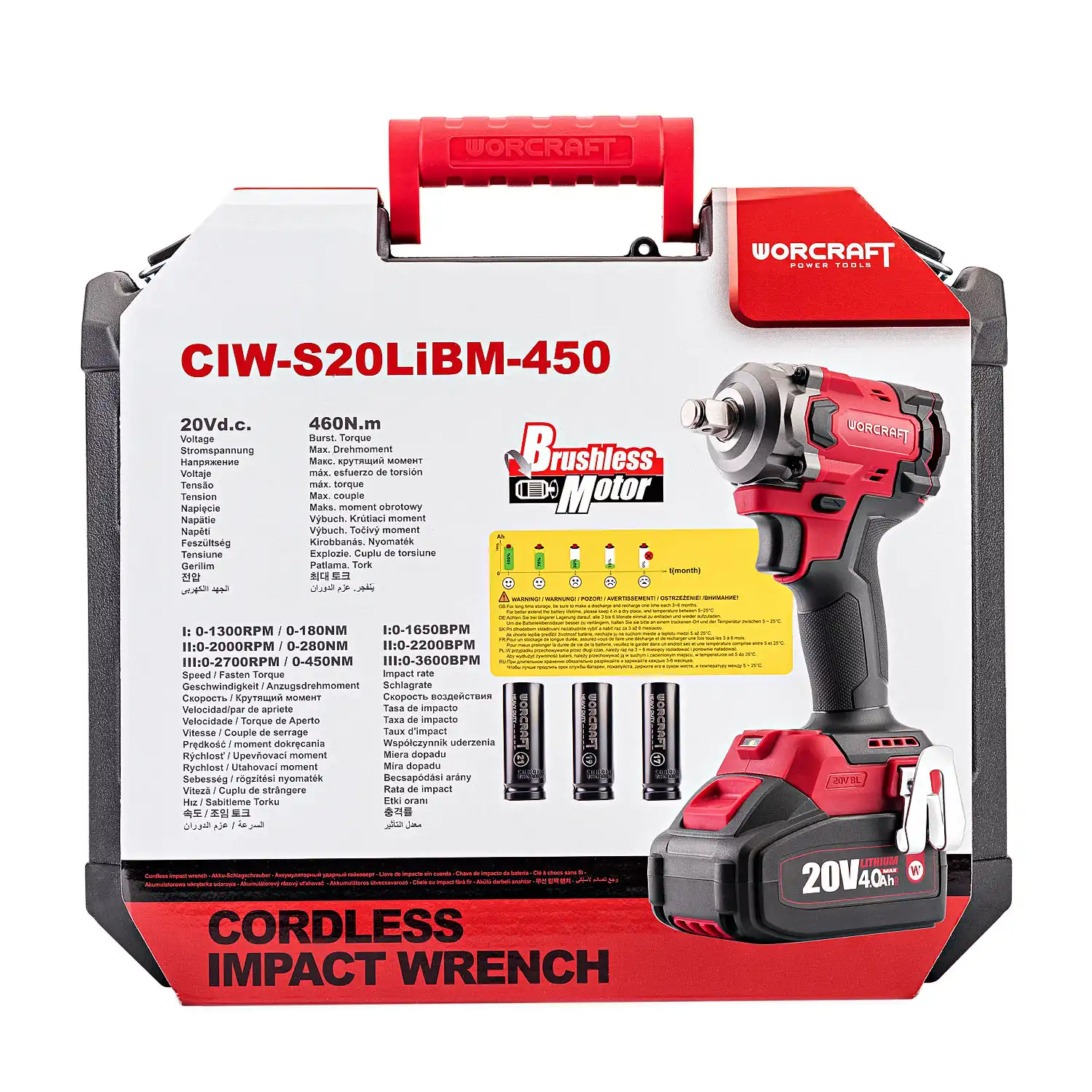 ⁦مفتاح صدمات لاسلكي 20 فولت 450 نيوتن مترClé à chocs boulonneuse sans fil 20V 450nm 4.0Ah⁩ - الصورة ⁦3⁩