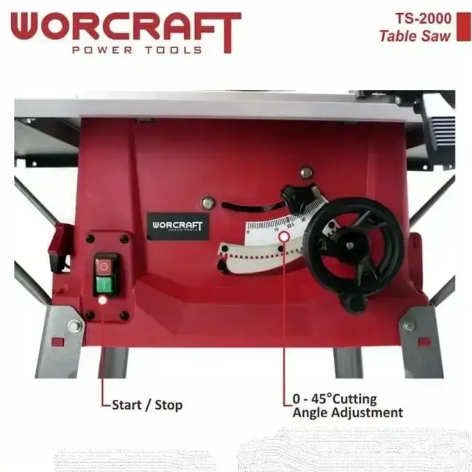 Scie À Table Pour Bois 2000W 255mm Avec Aspirateur WORCRAFT - الصورة 3