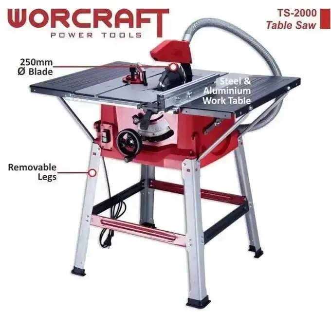 Scie À Table Pour Bois 2000W 255mm Avec Aspirateur WORCRAFT - الصورة 4
