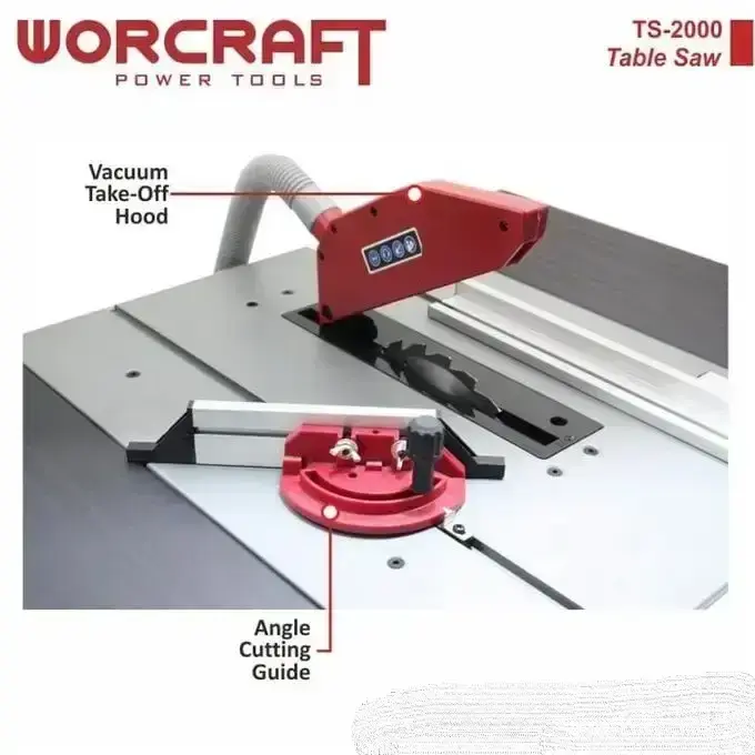 Scie À Table Pour Bois 2000W 255mm Avec Aspirateur WORCRAFT - الصورة 6